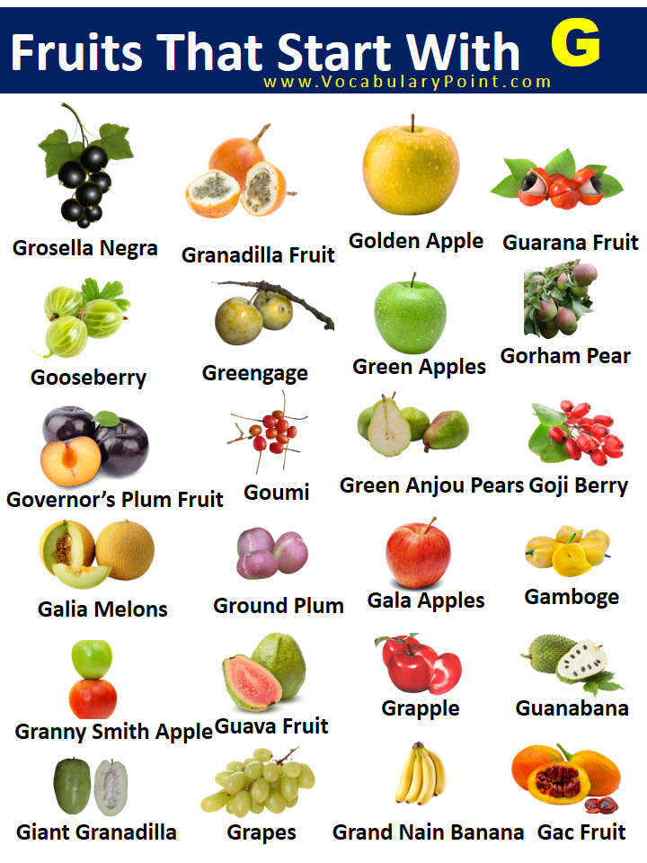 Fruits Starting with G (Properties and Pictures) - Vocabulary Point