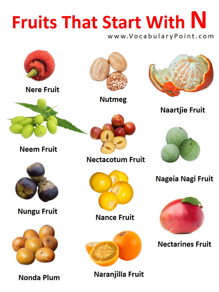 Fruits Starting with N (Properties and Pictures) Vocabulary Point