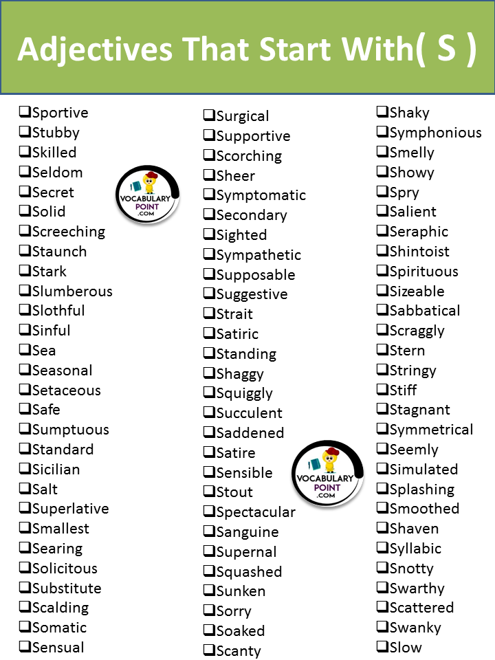 Adjectives That Start With S  Vocabulary Point