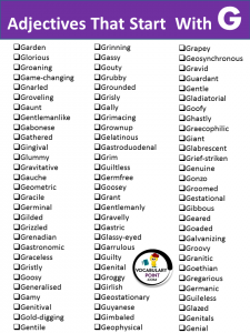 Adjectives That Start With G | DOWNLOAD PDF - Vocabulary Point