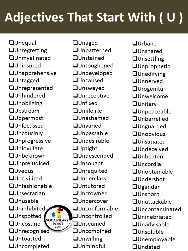 Positive Adjectives That Start With U