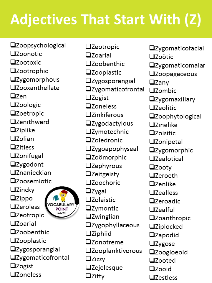 Positive Adjectives That Start Z