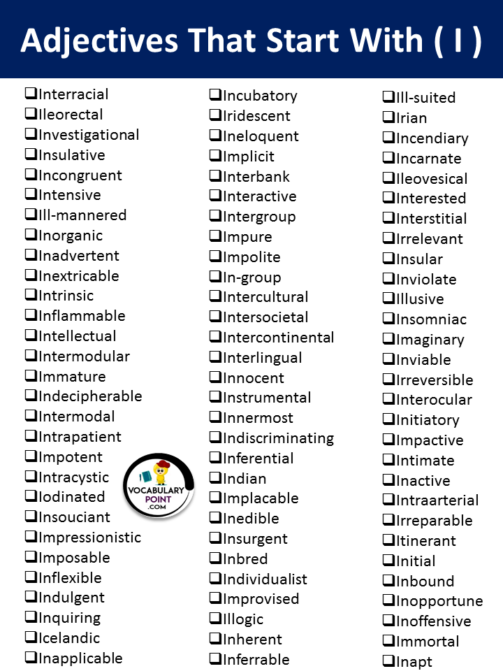 Positive Adjectives With I To Describe Personality