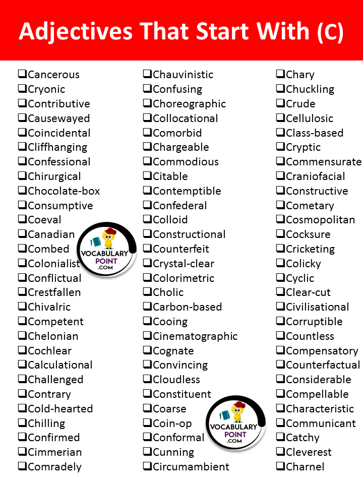 Positive adjectives beginning with c