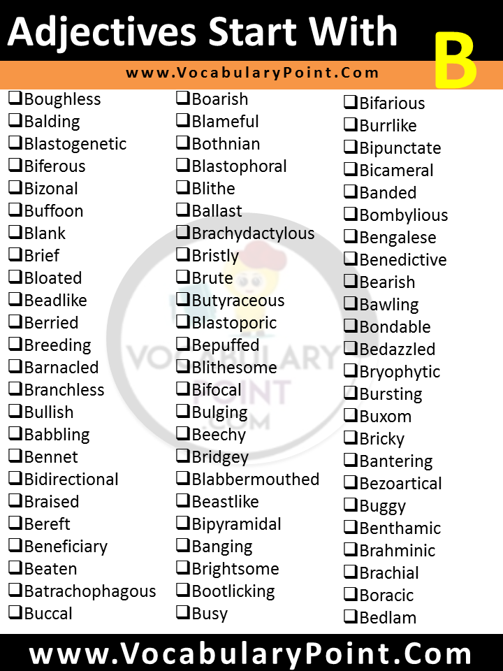 Positive adjectives starting with b