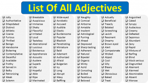 List Of All Adjectives In English, DOWNLOAD PDF - Vocabulary Point