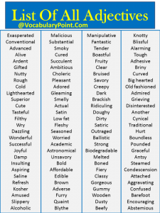 List Of All Adjectives In English, DOWNLOAD PDF - Vocabulary Point