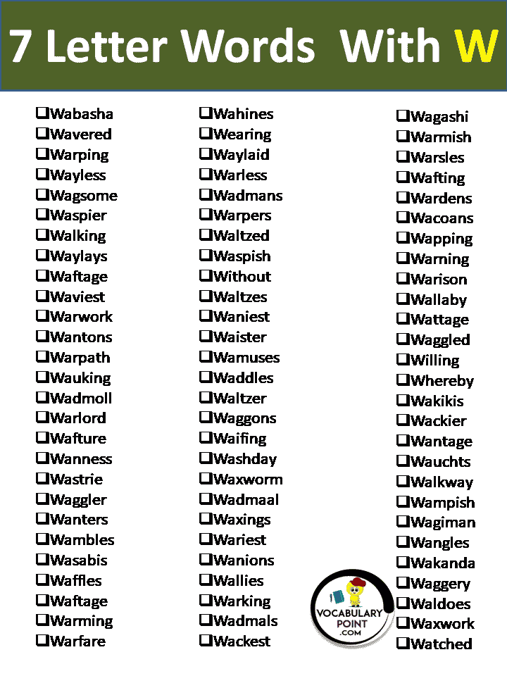 7 Letter Words With W Vocabulary Point
