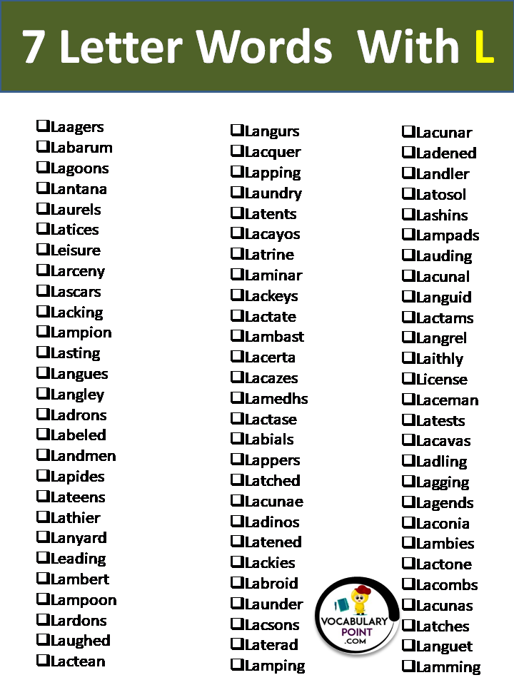 7 letter words starting with L 1