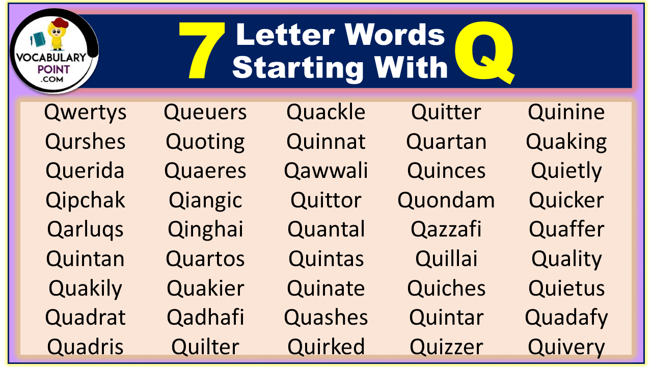 7 letter words starting with Q