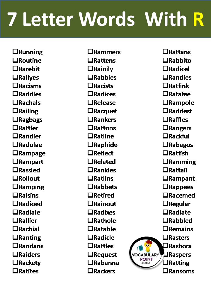 Simple 7 Letter Words Starting With R