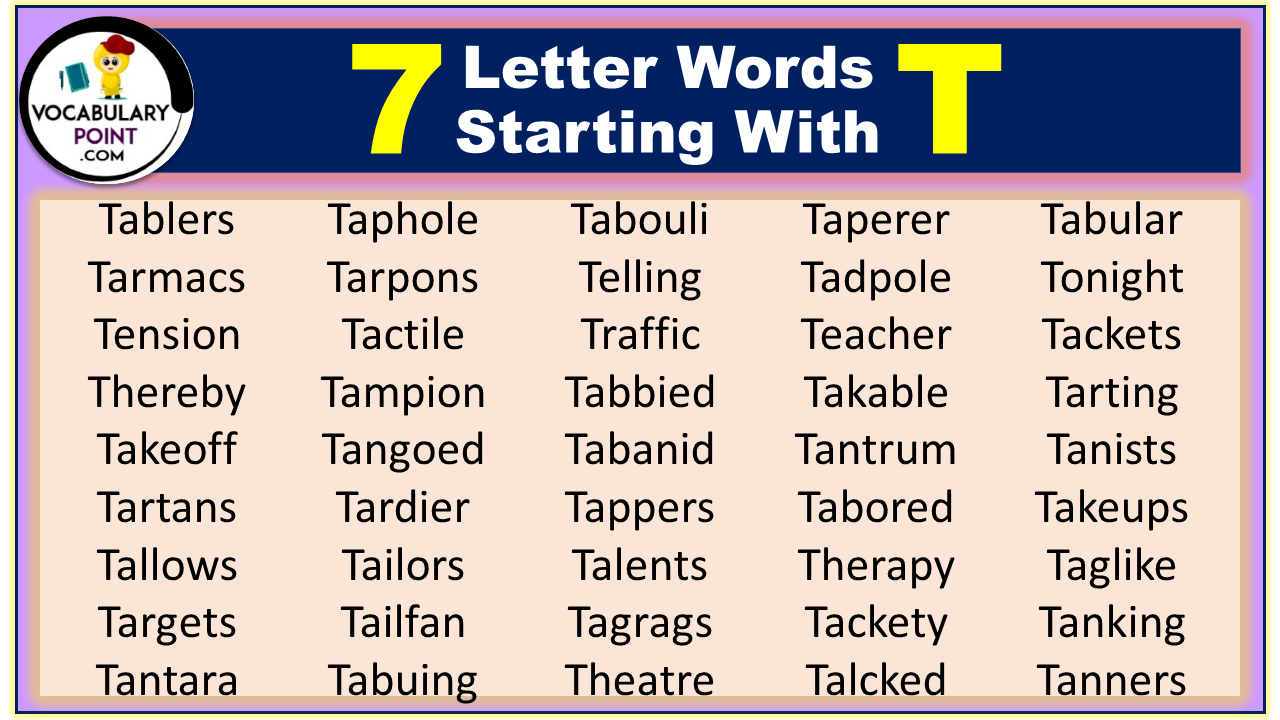 7 letter words starting with T