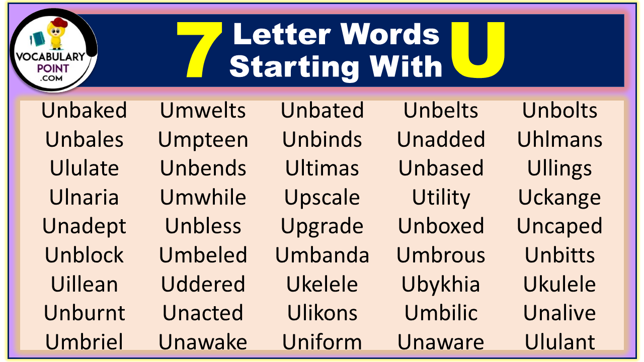 7 letter words starting with U