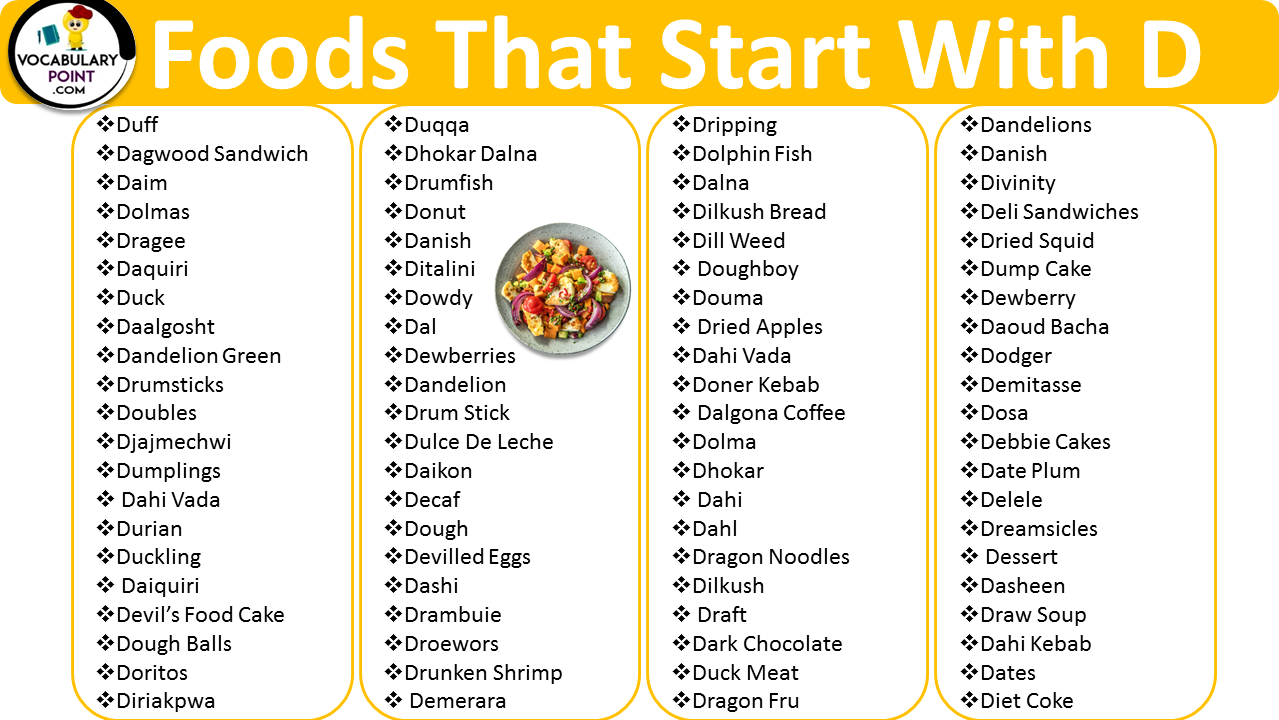 Food That Starts With D, List of Food Names Vocabulary Point