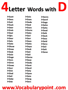 4 Letter Words Starting With D - Vocabulary Point