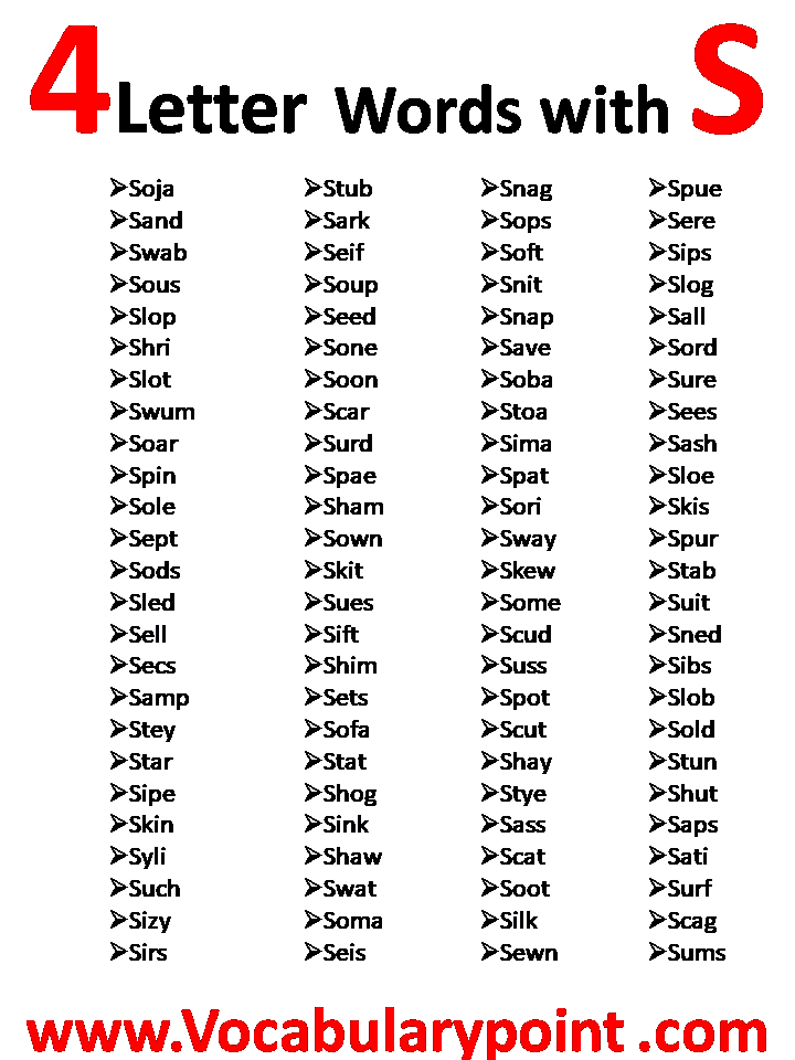 4 Letter Words Begin With S