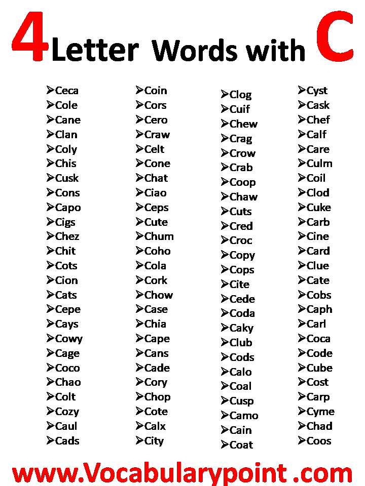 4 Letter Words Beginning With C