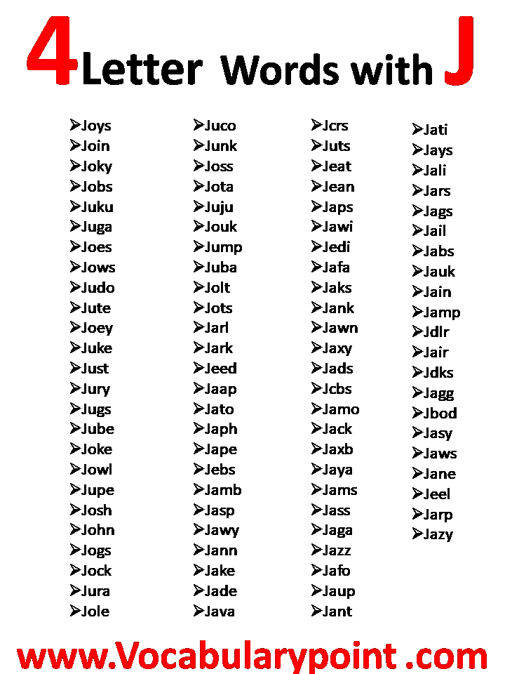 4 letter words starting with l and containing j