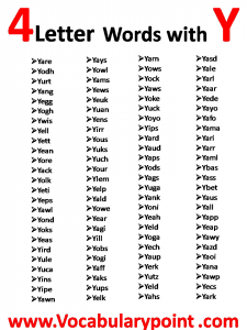 4 Letter Words Starting with Y - Vocabulary Point