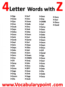 4 Letter Words Starting with Z - Vocabulary Point