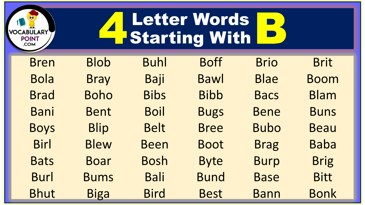 4 Letter Words Starting with B
