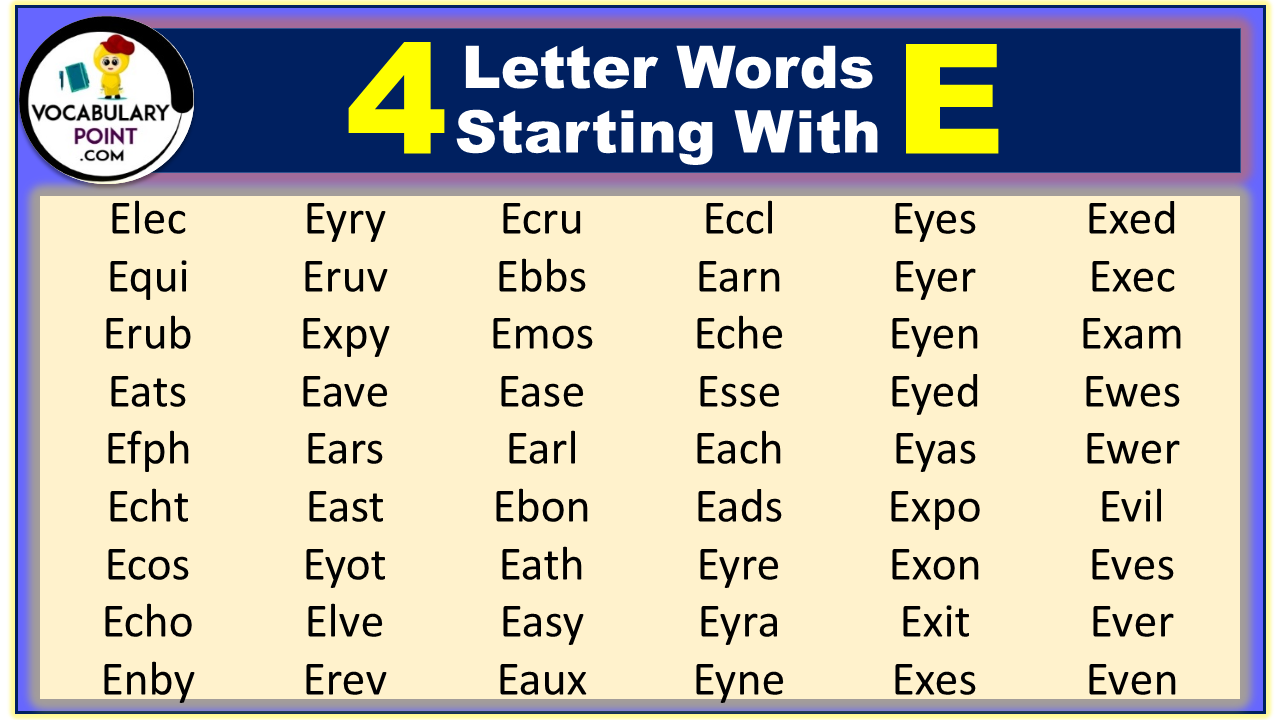 4 Letter Words Starting with E