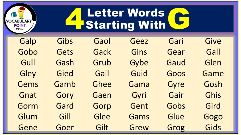 4 Letter Words Start With G Archives - Vocabulary Point