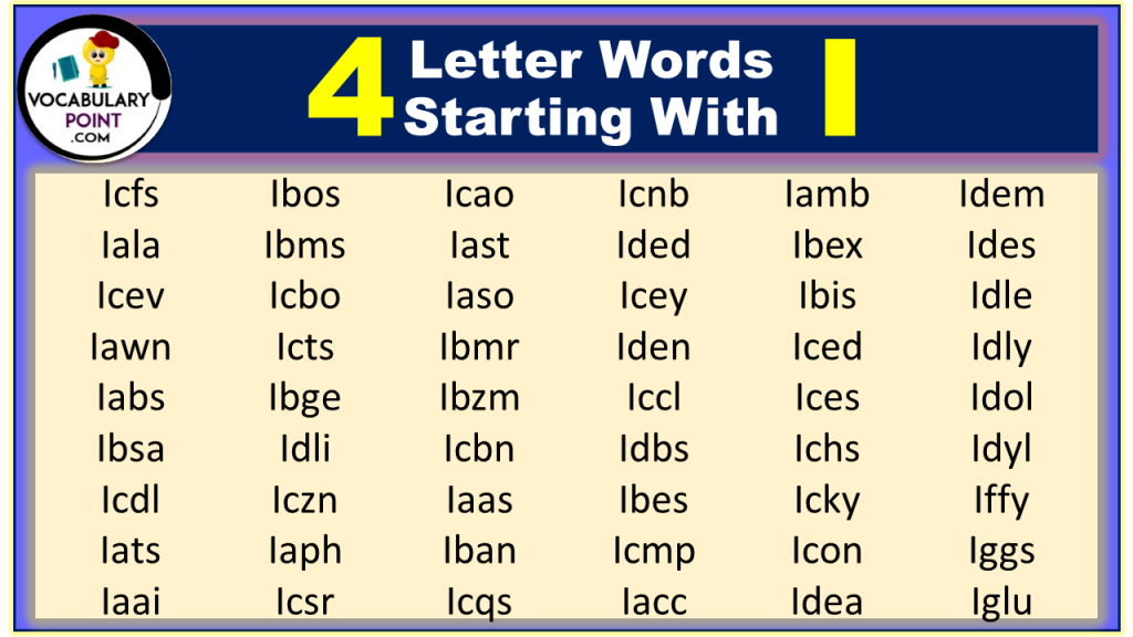4 Letter Words Starting with I - Vocabulary Point