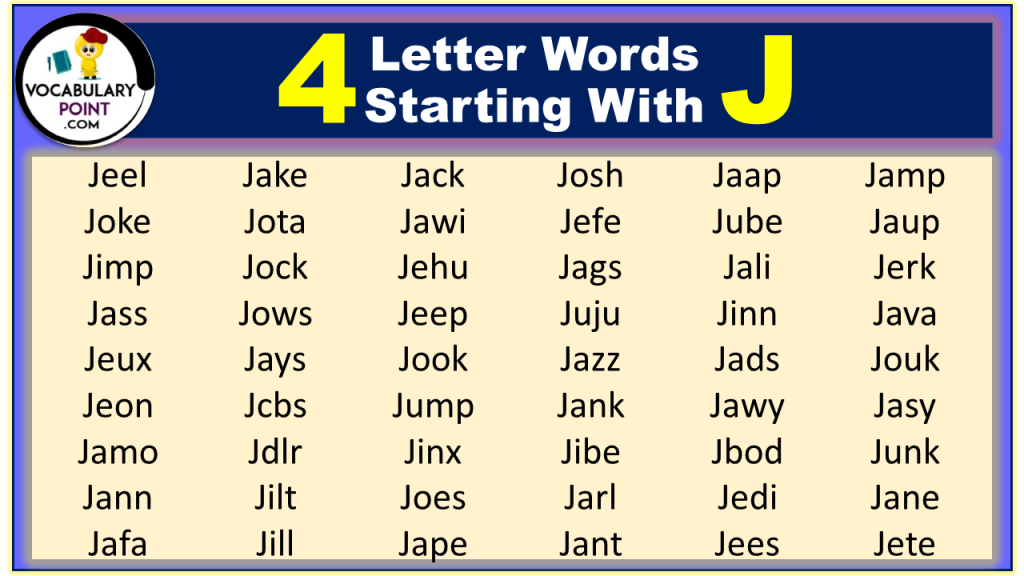 4 Letter Words Starting with J - Vocabulary Point