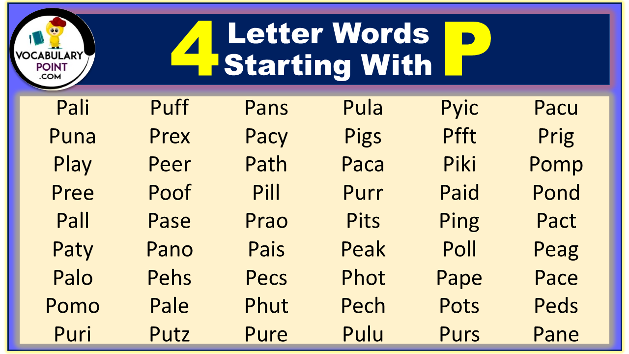 4 Letter Words Starting with P