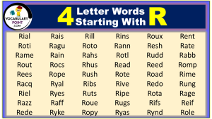 4 letter words end with r