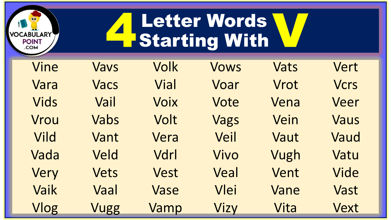 4 Letter Words Starting with V