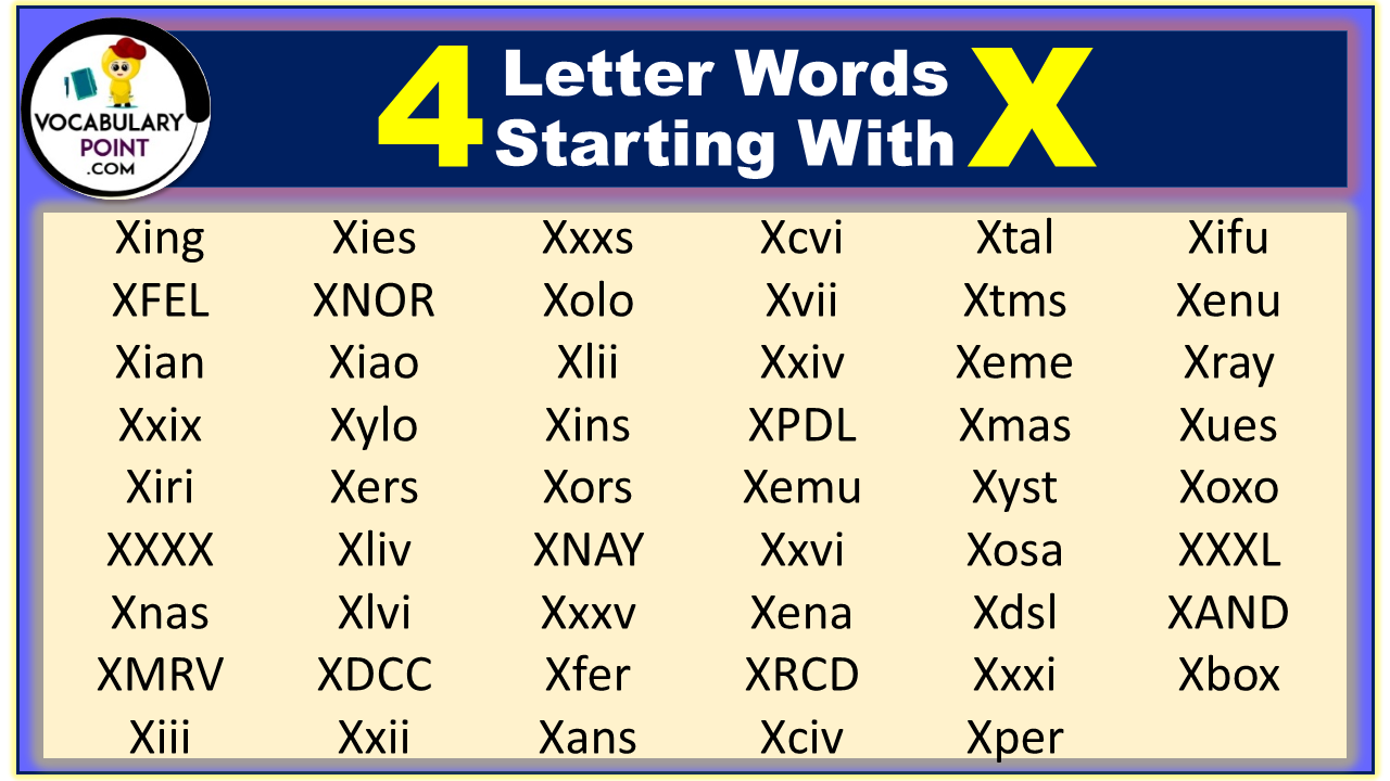 4 Letter Words Starting with X