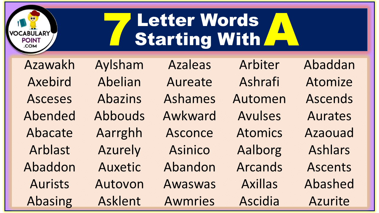 7 letter words starting with A