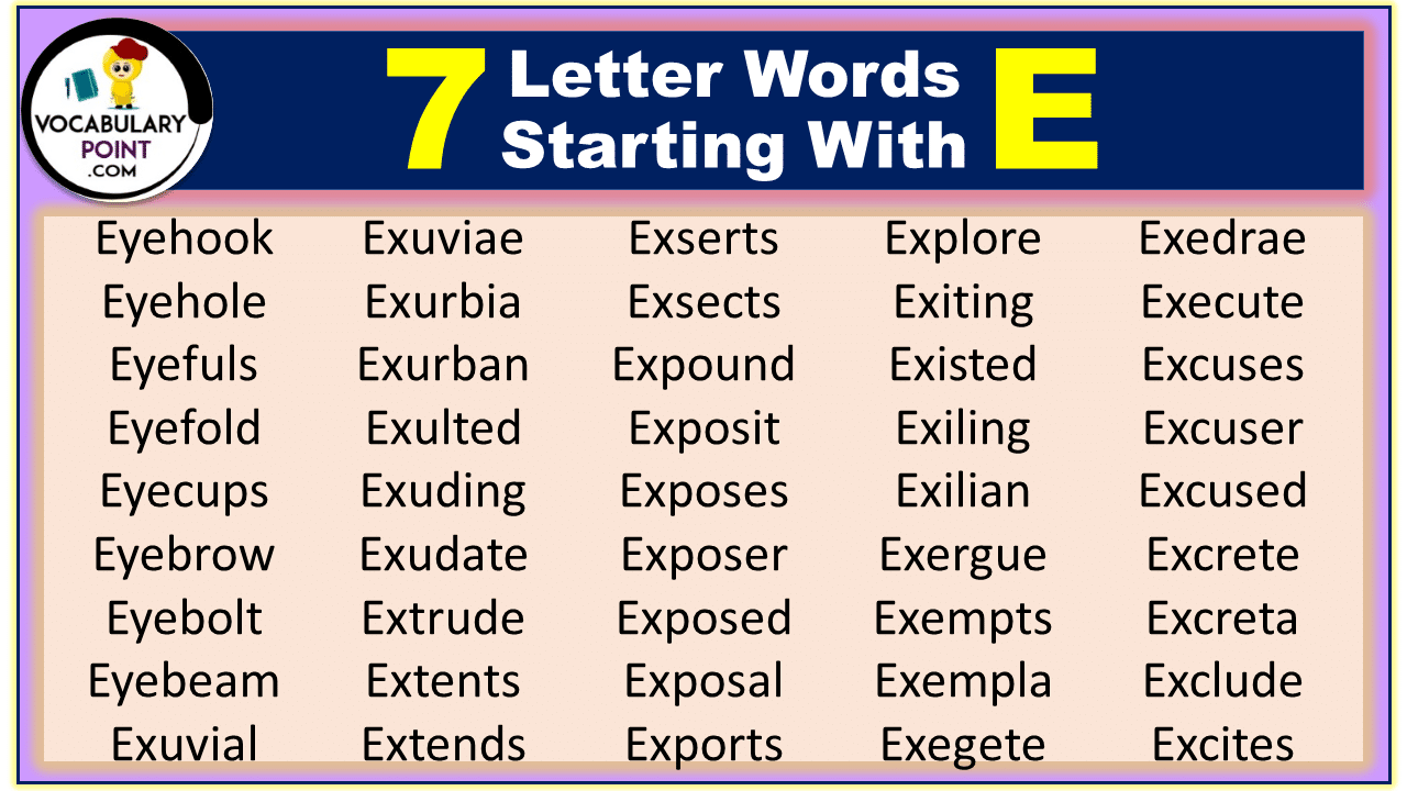 7 letter words starting with E