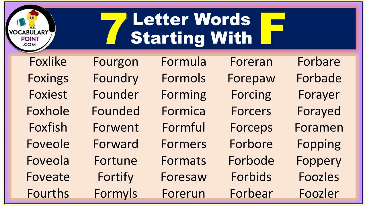 7 letter words starting with F