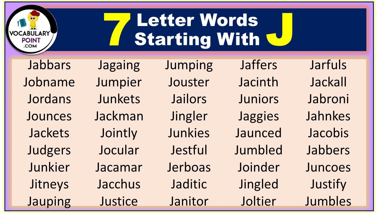 7 letter words starting with J