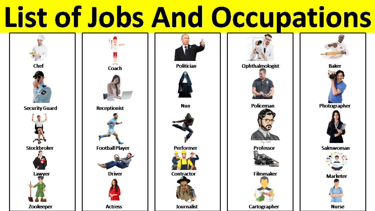 List of Jobs and Occupations in English