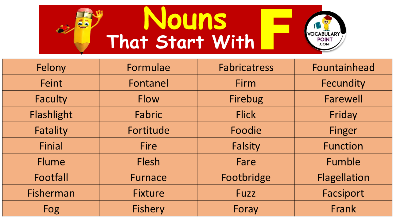 Nouns Starting With F