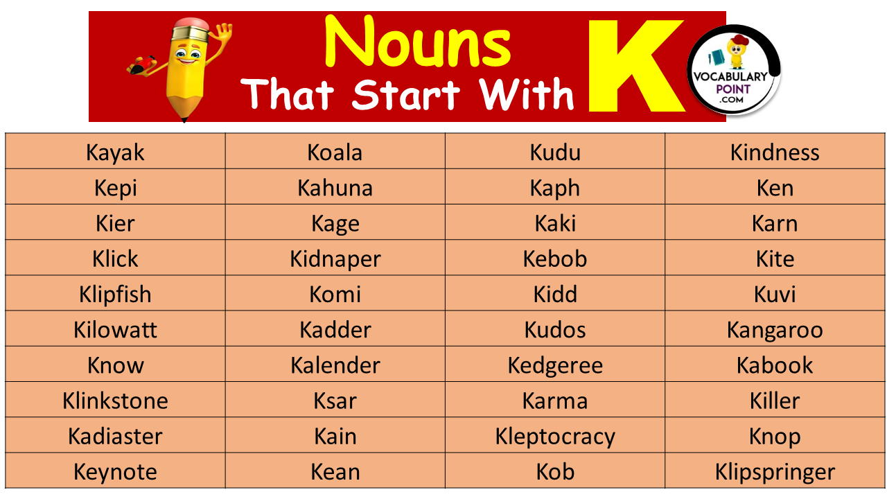 Nouns Starting With K