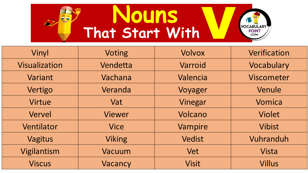 Nouns Starting With V