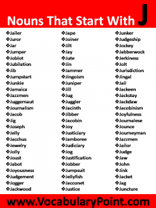 Nouns That Start With J - Vocabulary Point