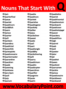 Nouns That Start With Q - Vocabulary Point