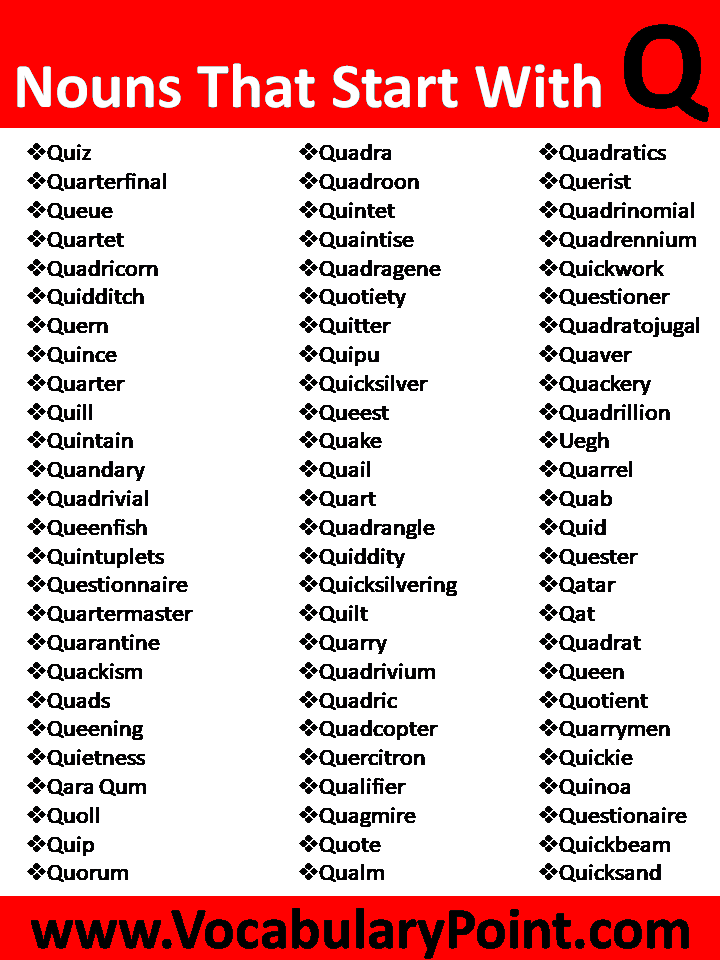 Nouns That Start With Q 1