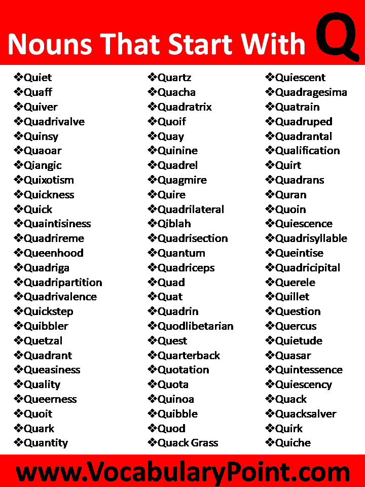 Nouns That Starting With Q