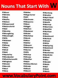 Nouns That Start With W - Vocabulary Point