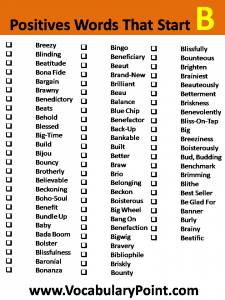 Positive Vocabulary Words That Start With B - Vocabulary Point