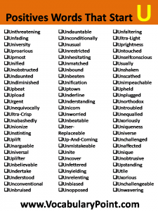 Positive Vocabulary Words That Start With U - Vocabulary Point