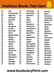 Positive Vocabulary Words That Start With B - Vocabulary Point