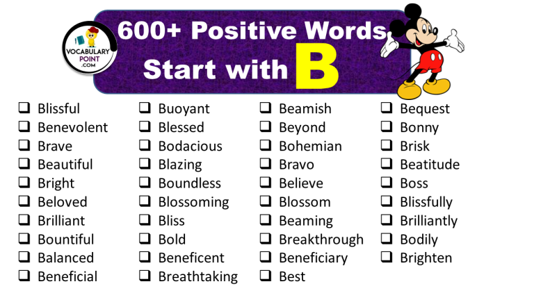 Positive Vocabulary Words That Start With B - Vocabulary Point